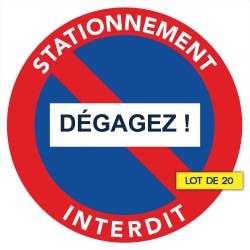 Stickers pour voitures mal garées. Défense de stationner.