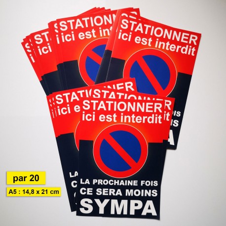 Lot d'autocollants de stationnement gênant