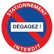 autocollants défense de stationner. Pour voitures mal garées