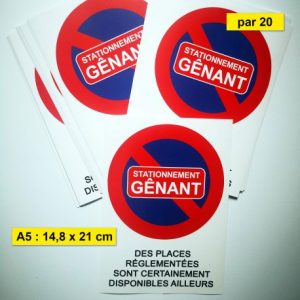 Autocollant « Stationnement gênant », grand format A5
