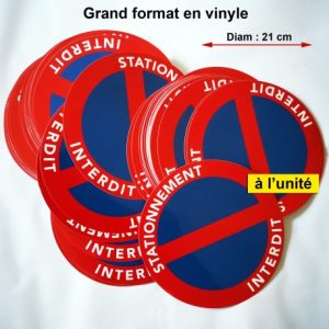 Autocollant stationnement interdit rond en vinyle, 21 cm