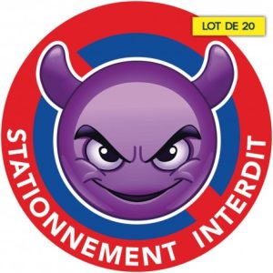 Autocollant défense de stationner, émoji diable