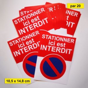 Autocollant « Stationner ici est interdit », bandeau rouge