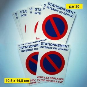 Autocollant « Stationnement interdit ou gênant. Veuillez déplacer votre véhicule SVP »