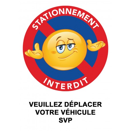 Autocollant interdiction de stationner avec smiley, vue 2