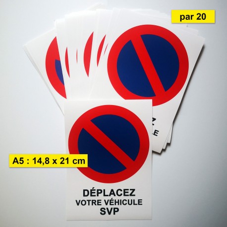 Autocollant « Déplacez votre véhicule SVP », grand format A5
