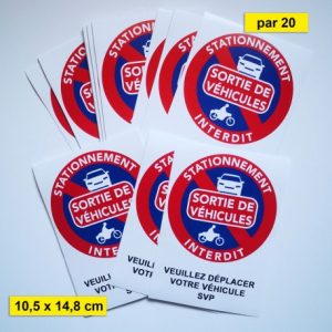 Autocollant « Sortie de véhicules », stationnement interdit