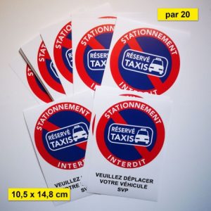 Autocollant « Réservé taxis », stationnement interdit