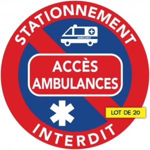 Autocollant stationnement interdit « Accès ambulances »
