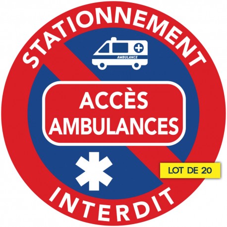Autocollant stationnement interdit « Accès ambulances »