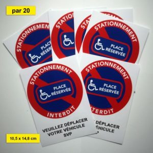Autocollant place réservée aux personnes handicapées