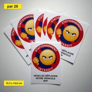 Autocollant stationnement interdit avec émoji fâché